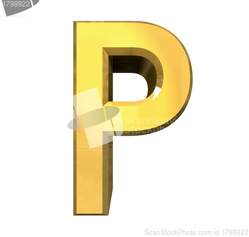 Image of gold 3d letter P 