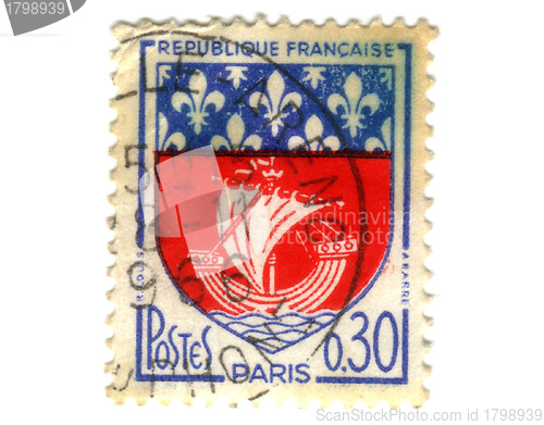 Image of Paris City Coat of Arms Postage Stamp 