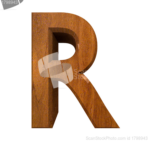 Image of 3d letter R in wood 