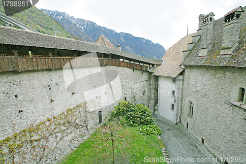 Image of Chillon Castle, Montreux Switzerland.  Place where the kids play
