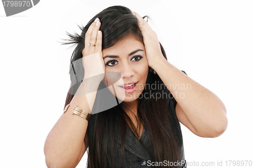 Image of Oh no - shocked business woman, isolated on white