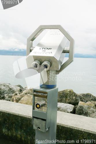 Image of Silver coin operated pay binoculars 
