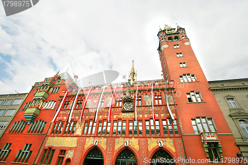 Image of View of Basel Town Hall, Switzerland. 
