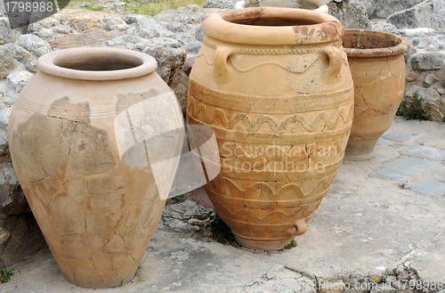 Image of Three Ancient Pithoi in Knossos