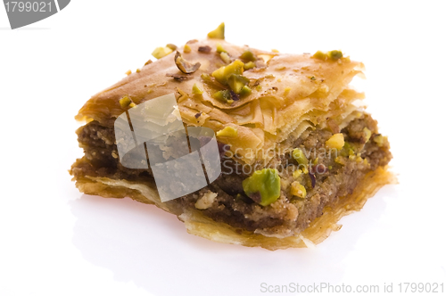 Image of Baklava. Traditional middle east sweet desert isolated on the wh