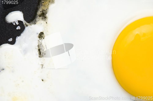 Image of Fried eggs on on a pan