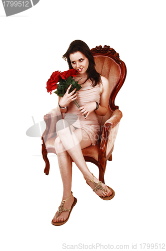 Image of Girl with red roses.