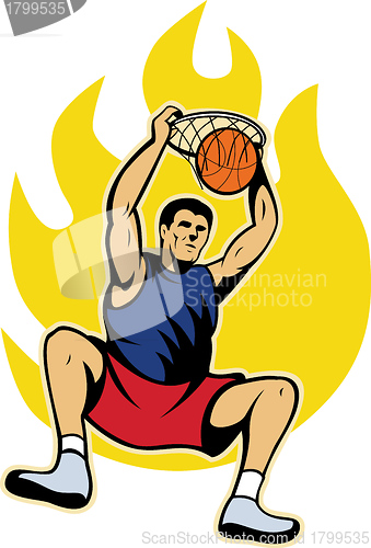 Image of Basketball Player Dunking Ball