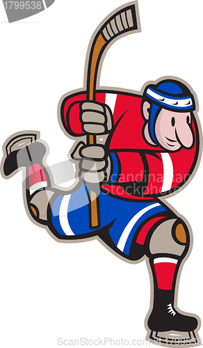 Image of Ice Hockey Player Striking Stick