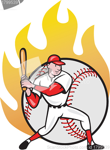 Image of American Baseball Player Batting Ball