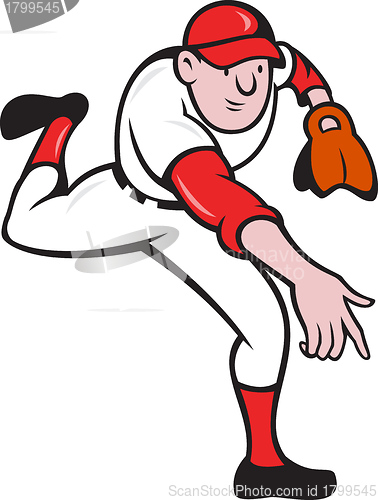 Image of Baseball Player Pitcher Throwing Cartoon