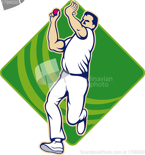 Image of Cricket Bowler Bowling Ball Front