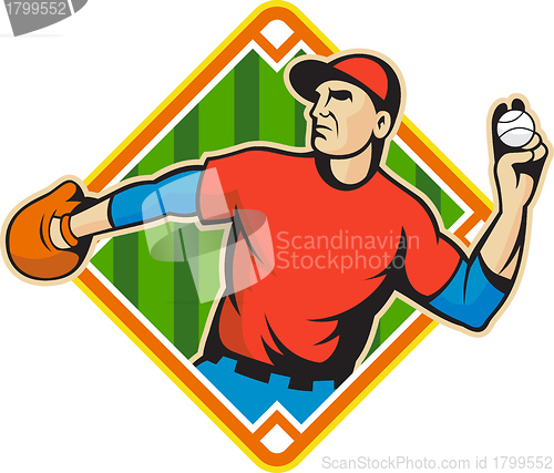 Image of Baseball Player Pitcher Throwing Ball