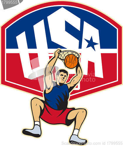 Image of Basketball Player Dunking Ball USA