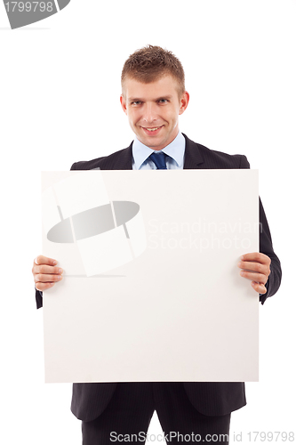 Image of business man with blank board