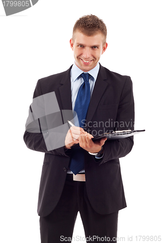 Image of Business man With a Clipboard