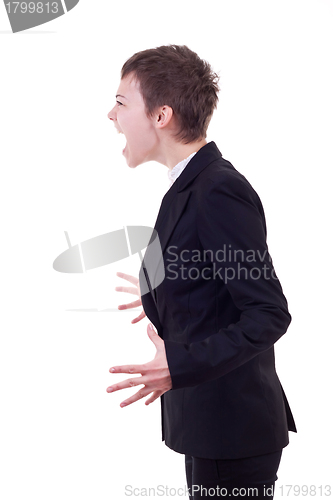 Image of angry business woman screaming 