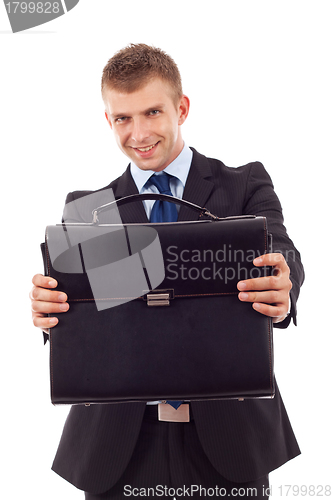 Image of  business man offering case
