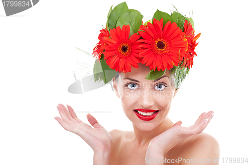 Image of  happy young beautiful woman