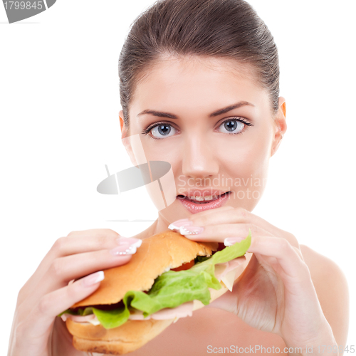 Image of woman holding a sandwich 