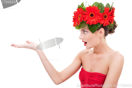 Image of amazing flower woman  presenting 