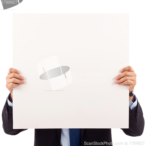 Image of business man with blank board