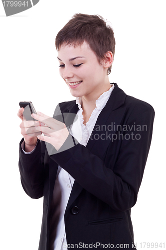 Image of business woman texting