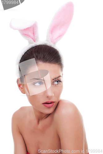 Image of woman wearing cute bunny ears 