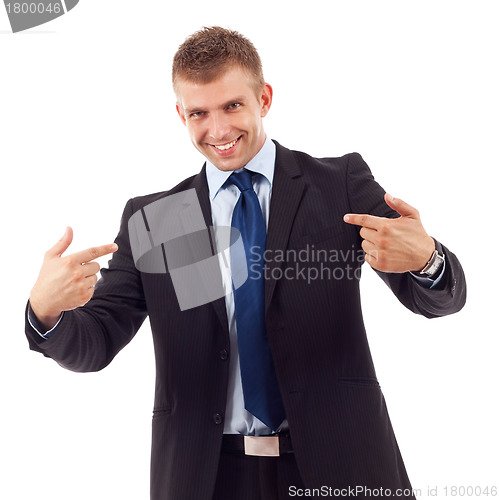 Image of business man points to himself