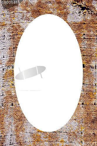 Image of Old material texture and white oval in center 