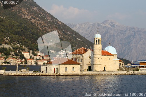 Image of Island church in Perast Boka Kotorska Bay, Montenegro 