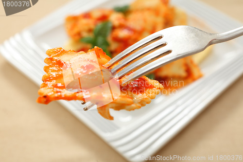 Image of Ravioli on a fork