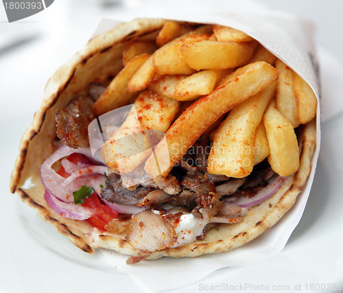 Image of Greek pork souvlaki wrap