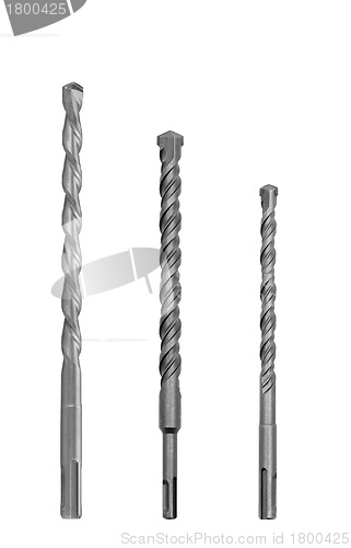 Image of set of wood drill bits isolated