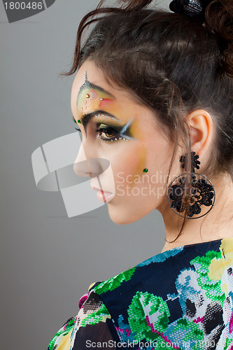 Image of profil of beautiful girl with professional make up