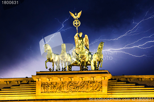 Image of Sky above Quadriga Monument, Brandenburg Gate in Berlin