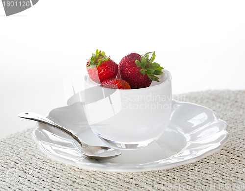 Image of Breakfast of strawberries in glass dish