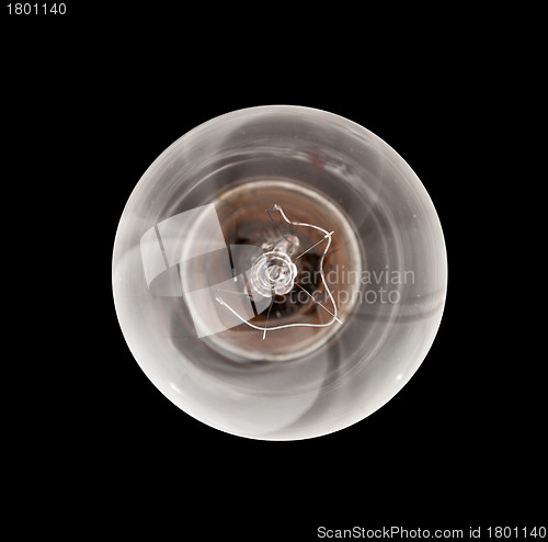 Image of Incandescent light bulb lit from above