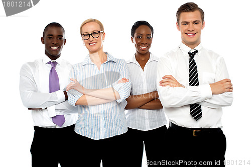 Image of Group of business people posing with arms crossed