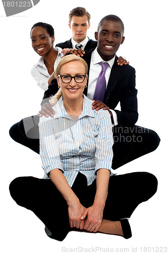 Image of Business team having great time at work
