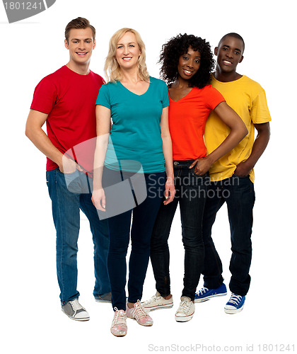 Image of Team of casual people posing indoors