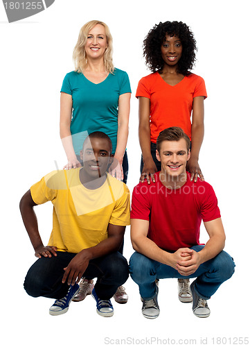 Image of Trendy group of young love couples
