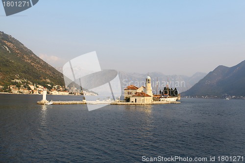 Image of Island church in Perast Boka Kotorska Bay, Montenegro 