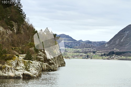 Image of steep rock at coast in norway