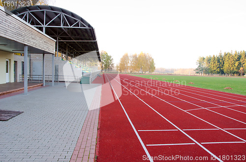 Image of Athletics stadium running tracks football pitch 