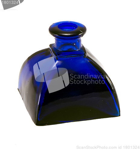 Image of vintage blue glass bottle isolated on white 