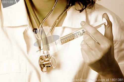 Image of Portrait of a young doctor with stethoscope.