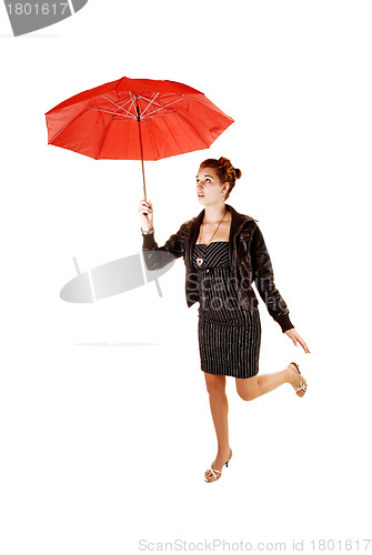 Image of Girl with red umbrella.