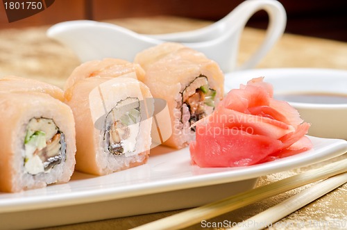 Image of shrimp and eel sushi roll