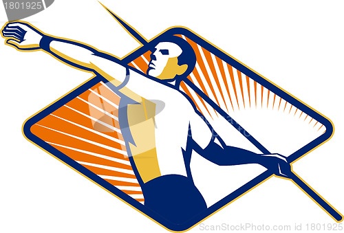 Image of Track and Field Athlete Javelin Throw Retro